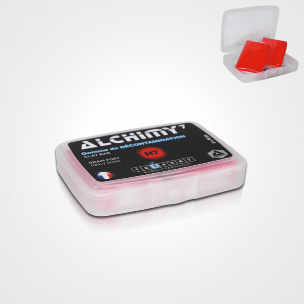 Alchimy7-Gomme-de-decontamination-clay-bar-H7-hard-akrro-detailing.png Clay bar (barre d'argile) gomme de décontamination HARD mécanique H7 (2x50 gr) - Alchimy7