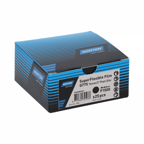 Norton-Disque-de-poncage-peinture-voiture-Q775-Super-Flexible-Film-P1500-boite-25-akrro-detailing.png Disques ponçage (x25) peinture voiture SUPERFLEXIBLE Q775 76MM - Norton