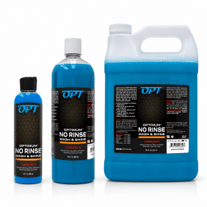 Optimum No Rinse Wash & Shine V6 : flacons de 236 ml et 946 ml et bidon de 3,76 L