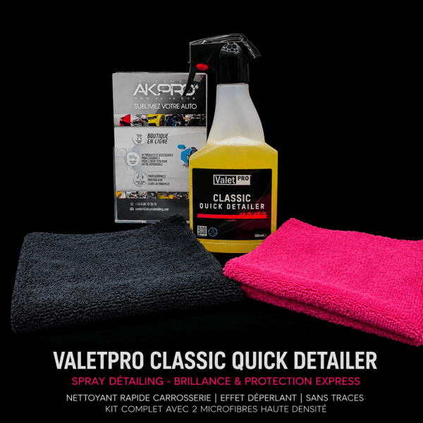 Kit Entretien Premium – ValetPRO Quick Detailer Classic + 2 Microfibres Haute Densité